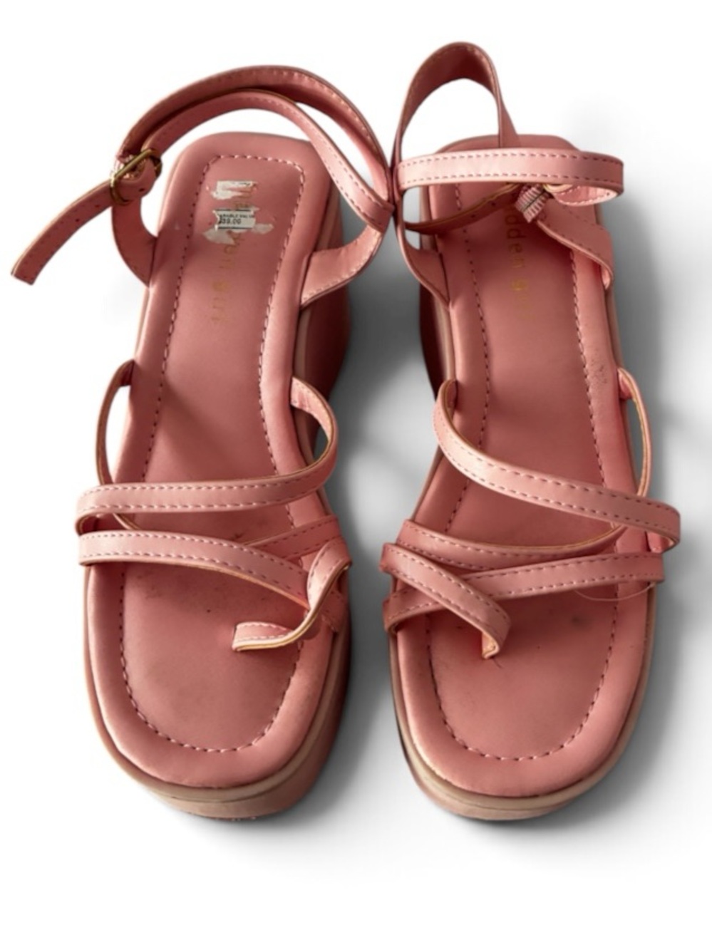Madden Girl Pink Platform Wedge Sandals | Ankle Strap | Women’s Size 6